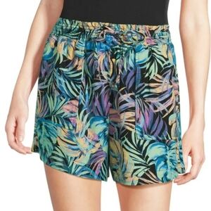 Tine and Tru Women's Linen Blend Shorts with Smocked Waist, Sz M (8-10)